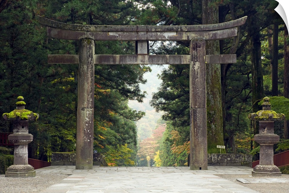 Stone Torii, Tosho-gu Shrine, Nikko, Central Honshu (Chubu), Japan, Asia