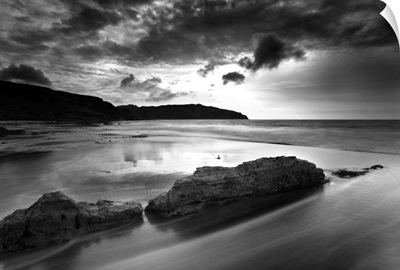 Stormy day on Singing Sands, Isle of Eigg, Inner Hebrides, Scotland, UK