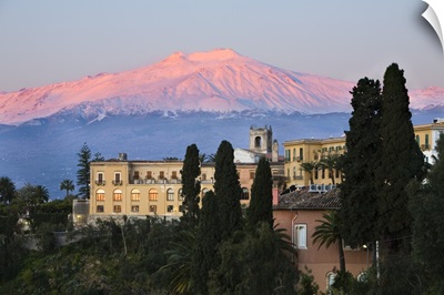 Sunrise over Taormina and Mount Etna, Taormina, Sicily, Italy