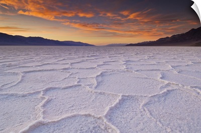 Sunset At The Salt Pan Polygons, Badwater Basin, Death Valley National Park, California