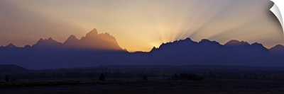 Sunset over the Cathedral Group of mountains, Grand Teton National Park, Wyoming