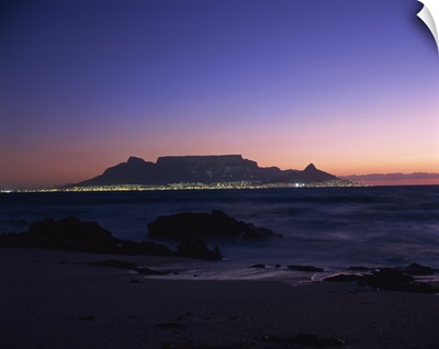 Table Mountain at dusk, Cape Town, South Africa, Africa