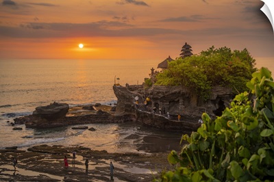 Tanah Lot, Traditional Balinese Temple At Sunset, Bali, Indonesia