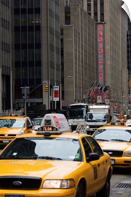Taxi cabs, Avenue of the Americas, Manhattan, New York City, New York, USA
