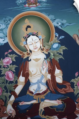Thangka depicting White Tara goddess, Buddhist symbol of long life, Bhaktapur, Nepal