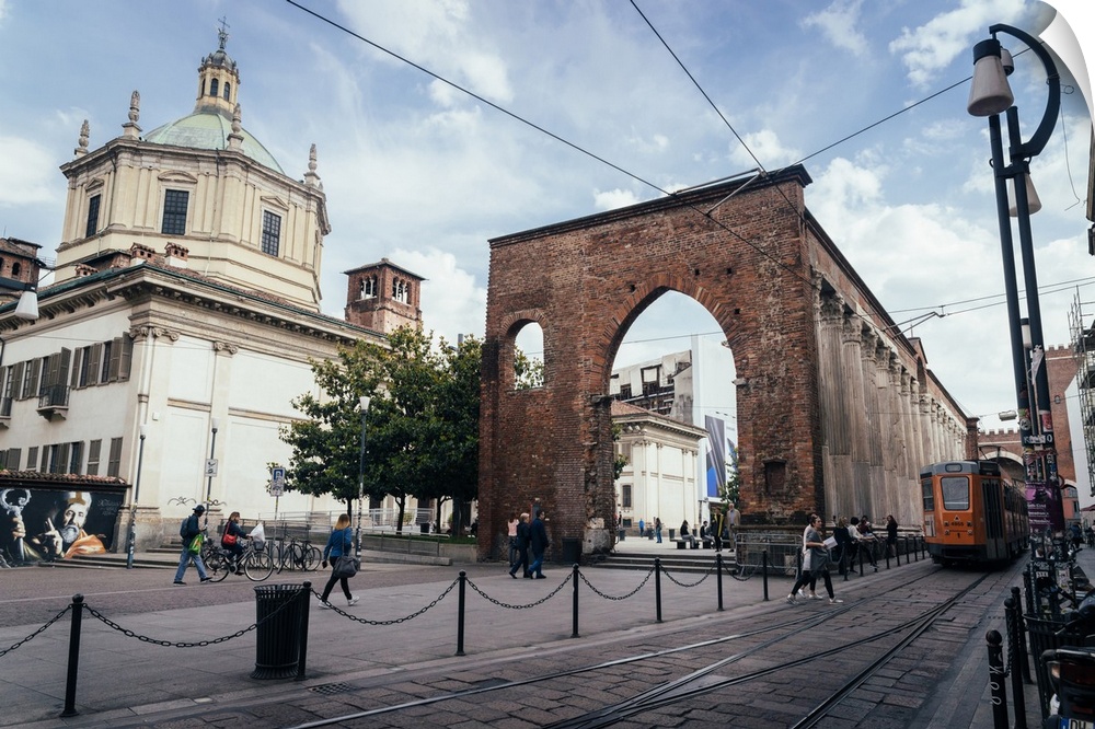 The Basilica of San Lorenzo Maggiore, an important place of Catholic worship, Milan, Lombardy, Italy