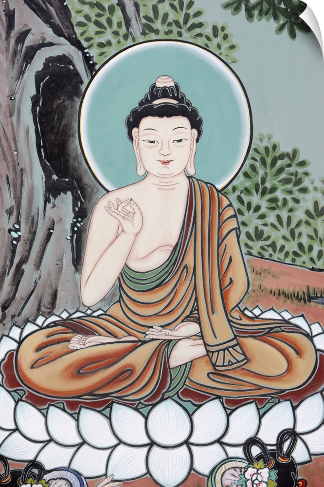 The Buddha teaching depicted in the Life of Buddha, Seoul, South Korea, Asia.