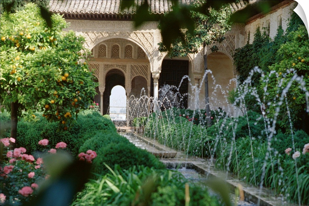 The Canal Court of the Generalife gardens in May, Granada, Andalucia, Spain