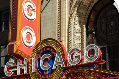 The Chicago Theater sign has become an iconic symbol of the city, Chicago, Illinois