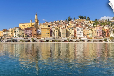 The Old Town With The Saint-Michel-Archange Basilica, Menton, Alpes Maritimes, France