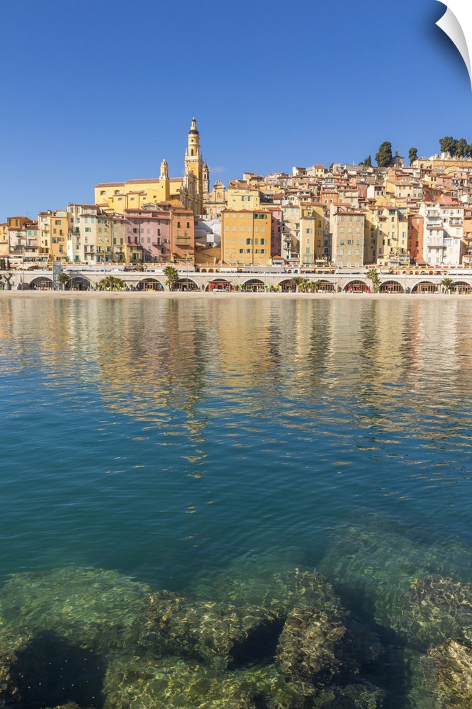 The old town with the Saint-Michel-Archange Basilica, Menton, Alpes Maritimes, Cote d'Azur, French Riviera, Provence, Fran...