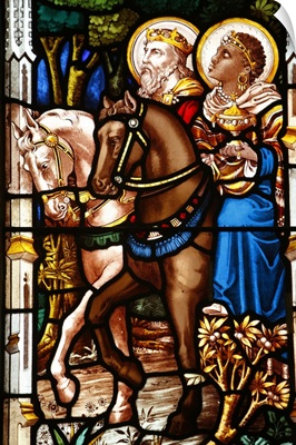 Three Wise Men On Horses Bearing Gifts, In St. John's Anglican Church, Sydney, Australia