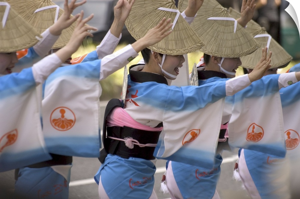 Tokushima Ao Odori dancers, holiday festival, Nagoya City, Gifu prefecture, Honshu Island, Japan, Asia
