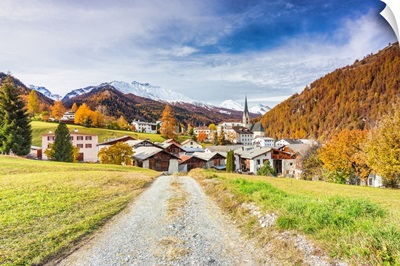 Traditional Swiss Village, Santa Maria In Val Mustair, Canton Graubunden, Switzerland