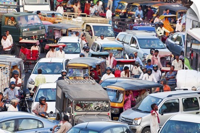 Traffic Congestion And Street Life In The City Of Jaipur, Rajasthan, India
