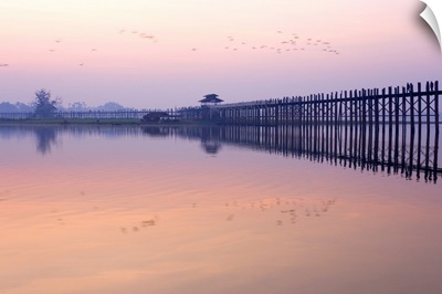 U Bein's Bridge across Thaungthaman Lake, Amarapura, Myanmar