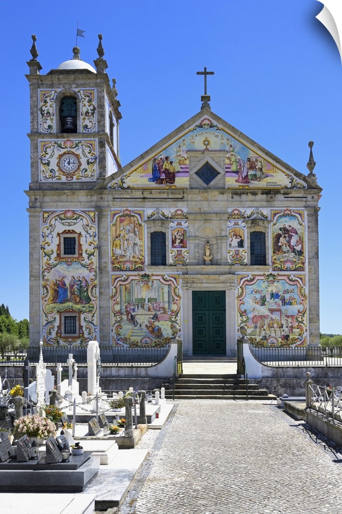 Valega main Church, facade covered with colorful azulejos, Valega, Beira, Portugal, Europe