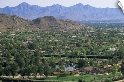 View over Paradise Valley from the slopes of Camelback Mountain, Phoenix, Arizona