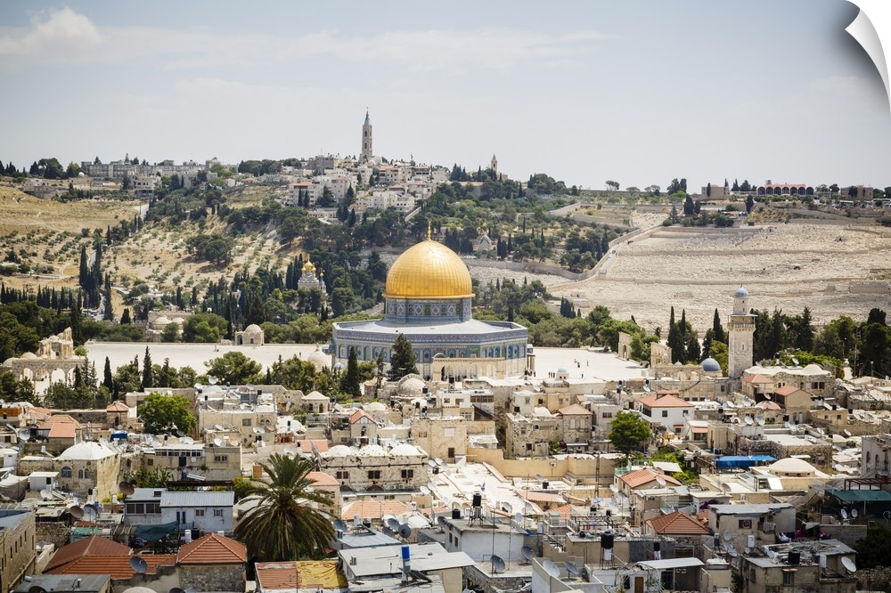 View over the Old City with the Dome of the Rock, UNESCO World Heritage Site, Jerusalem, Israel, Middle East.