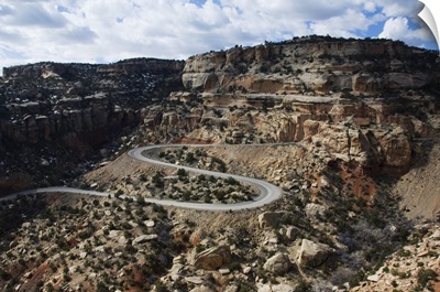 Winding mountain road in plateau and canyon country, Colorado National Monument