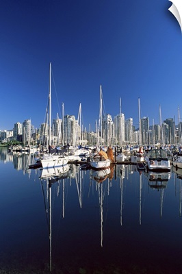 Yachts moored in False Creek marina, Vancouver, British Columbia, Canada
