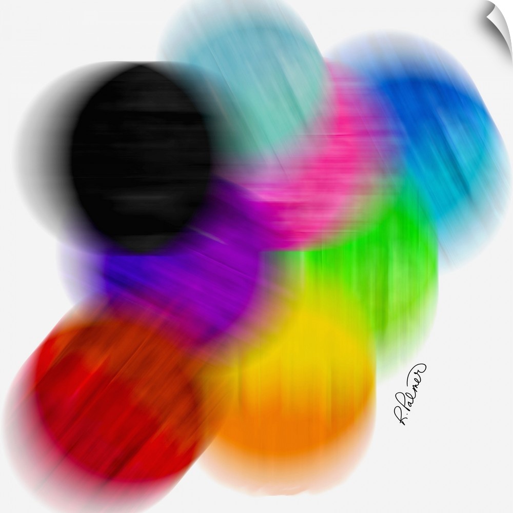 A square image of multi-colored blurred circles on a white backdrop.