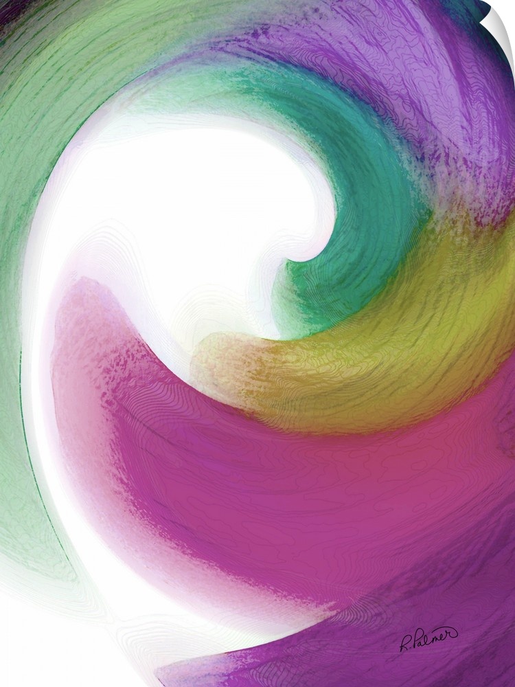 A vertical image of a varies blurred colors in a curved design.