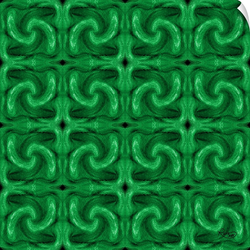 Contemporary digital art of emerald green links in a repeating pattern.