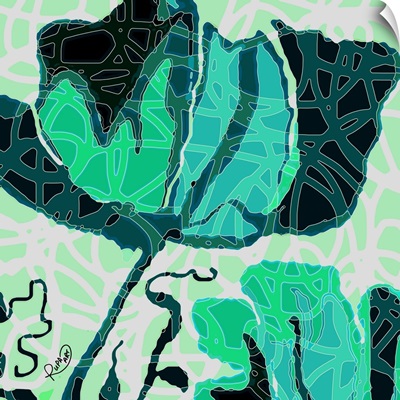 Large Teal And Green Abstract Flower
