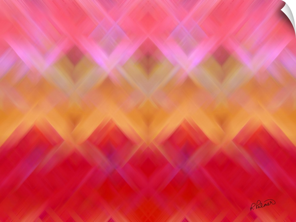 Vibrant abstract artwork in a basket weave pattern that fades to different colors.