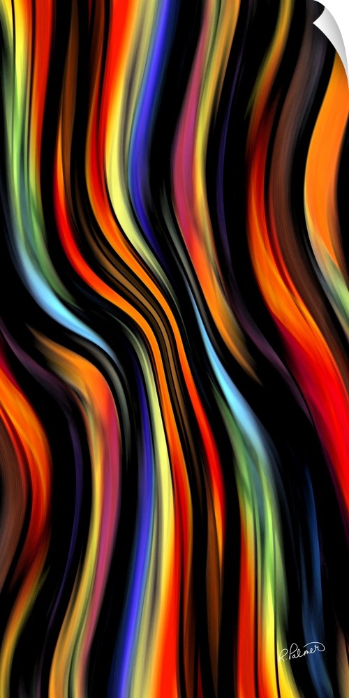 Contemporary abstract artwork of a silky colorful flowing lines.