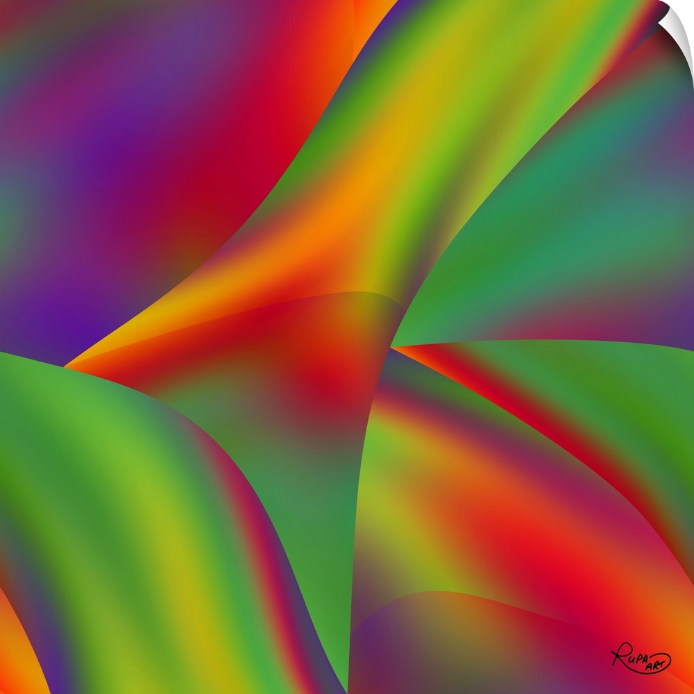 Square abstract art with angles of bright gradient color patterns.