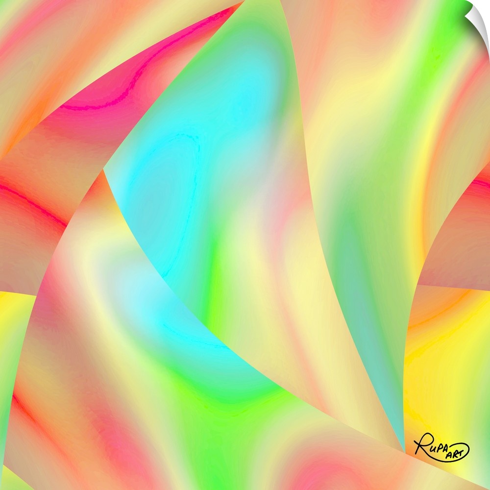 Square abstract art with angles of pastel gradient color patterns.