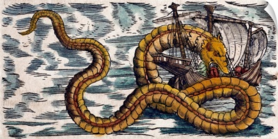 1558 Gessner Sea Serpent attacks ship