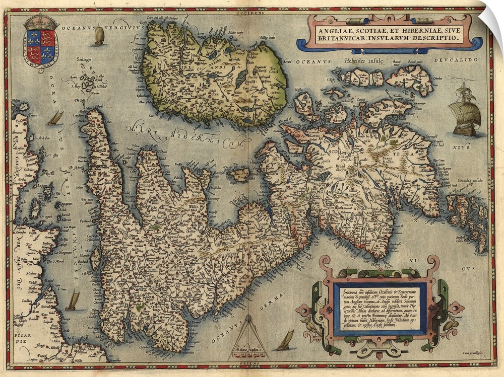Map of the British Isles, in the 1570 edition of Ortelius Atlas (Theatrum Orbis Terrarum). Abraham Ortelius (1527-1598) wa...