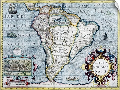 17th century map of South America