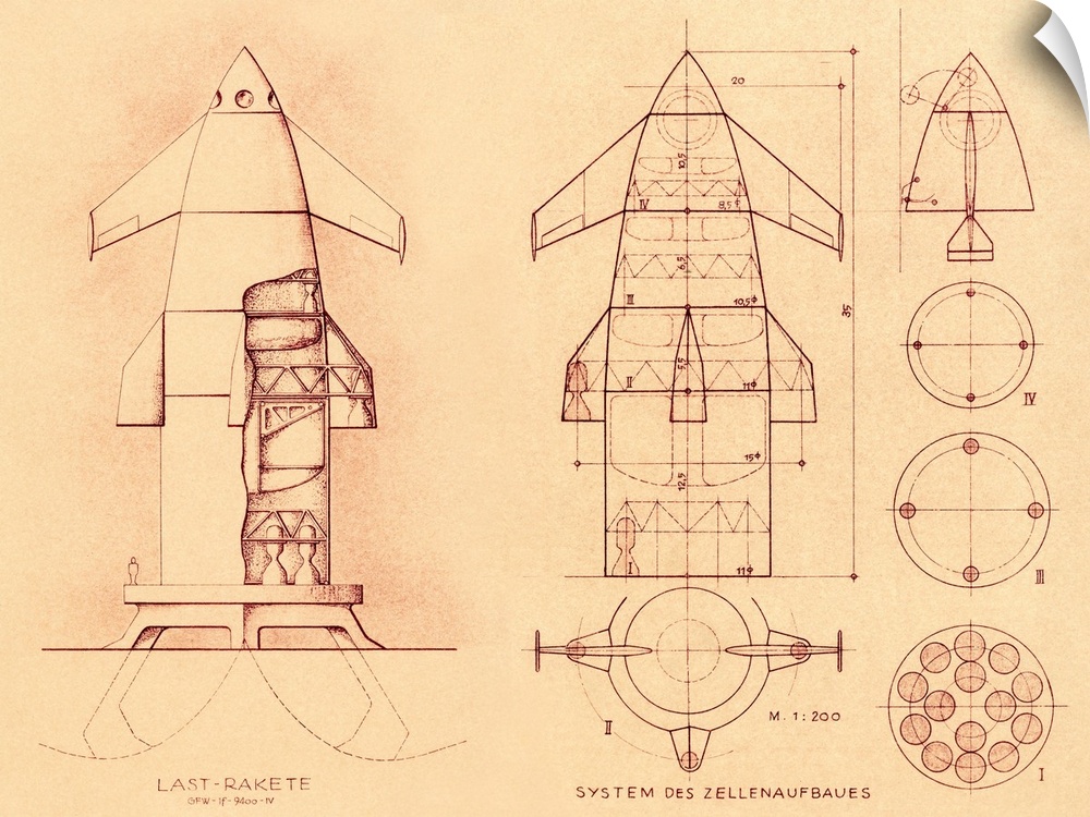 1951 space shuttle design. Plans drawn up in Germany in 1951 for a reusable spacecraft. The idea of a vehicle that could b...