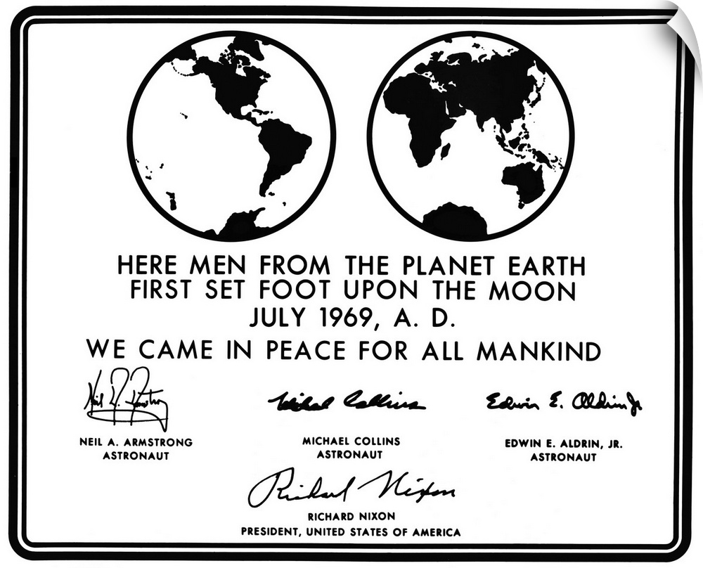 Apollo 11 Moon plaque. Design of the commemorative plaque that was attached to a strut on the Apollo 11 landing module's l...
