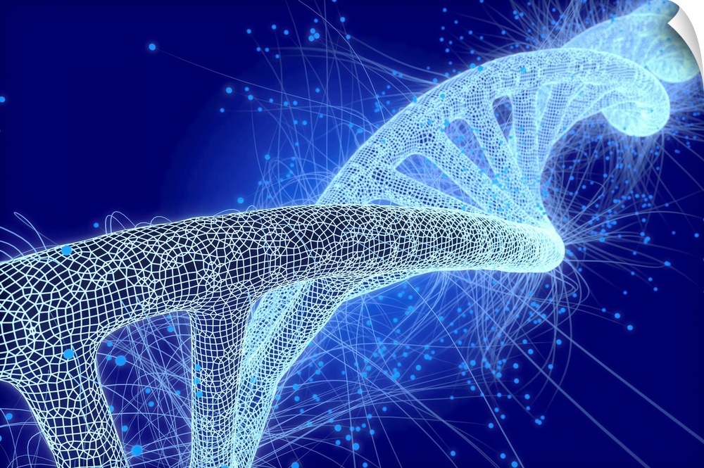 Biotechnology, conceptual illustration. DNA (deoxyribonucleic acid) molecule.