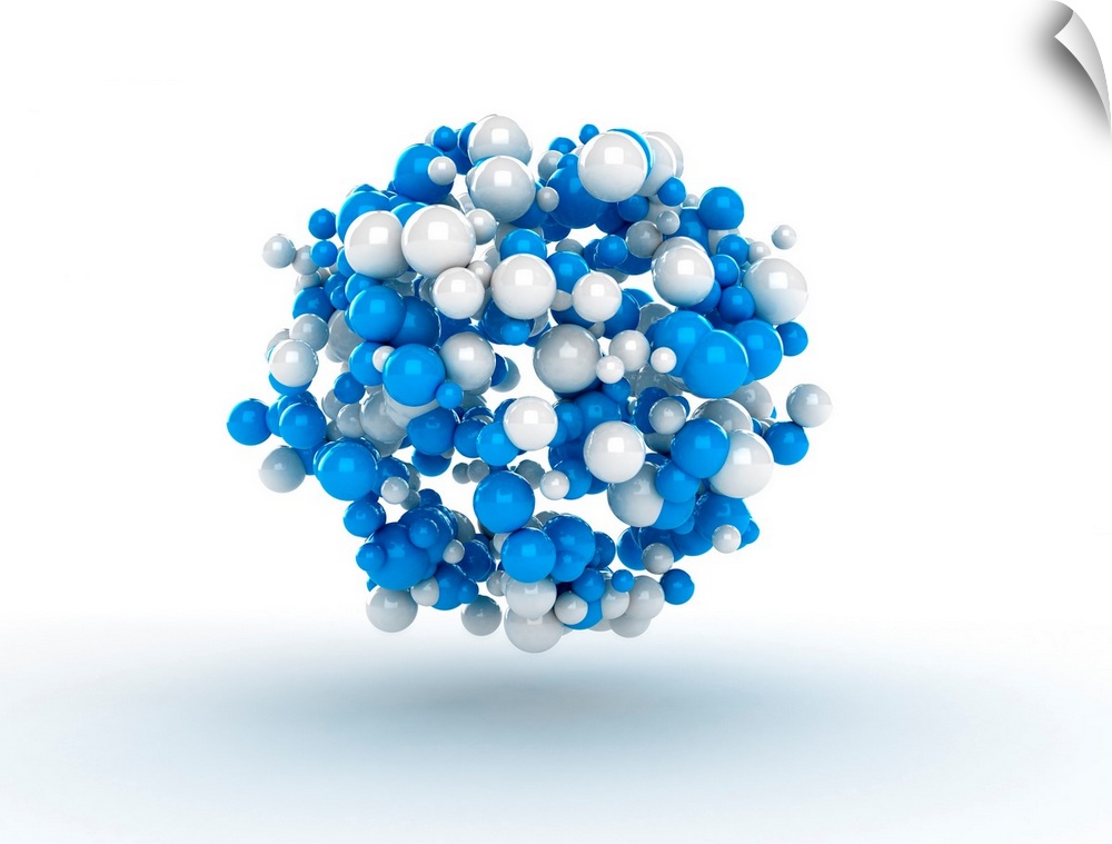 Blue and white spheres, illustration.