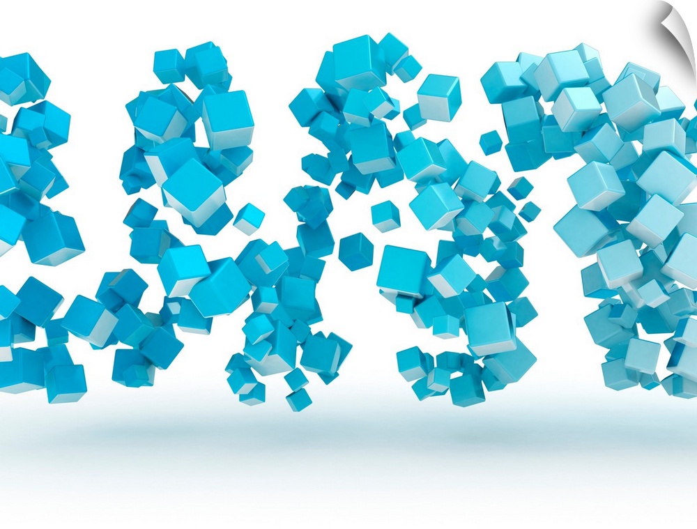 Blue cubes, illustration.