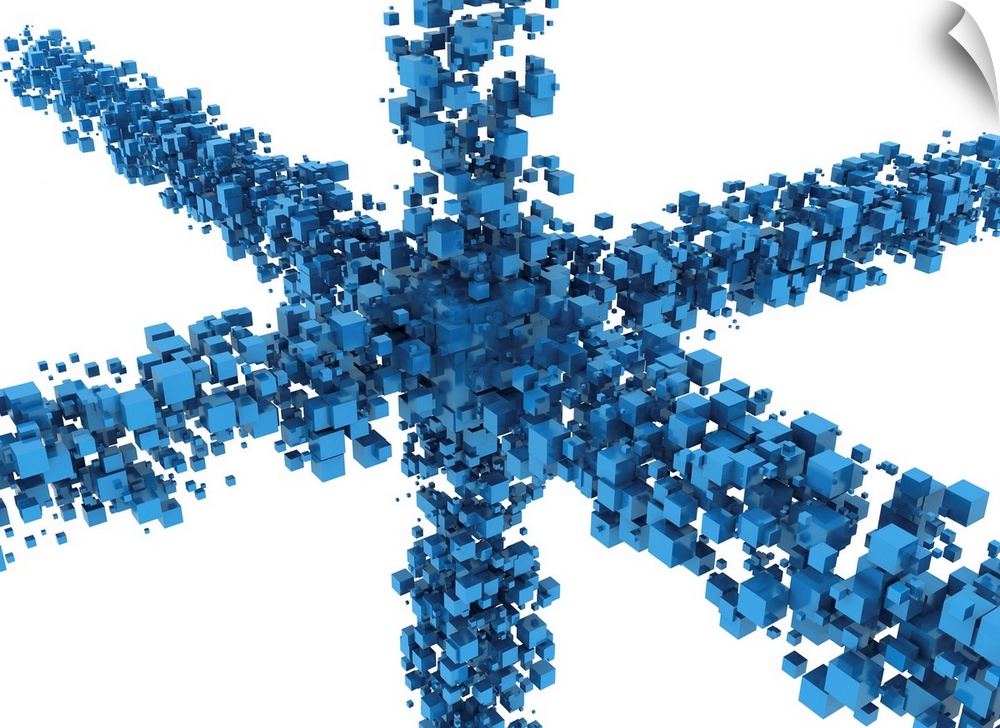 Blue cubes making a star shape, illustration.
