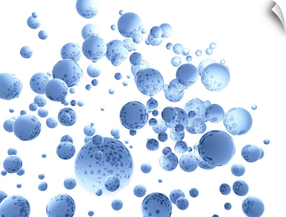 Blue spheres against white background.