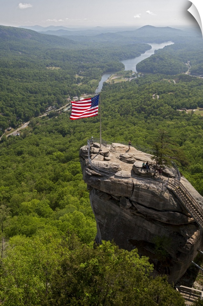 Chimney Rock viewing platform. Landscape and viewing platform on Chimney Rock, a 535-million-year-old rock spire and touri...