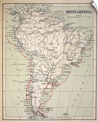 Darwin's Beagle Voyage Map South America