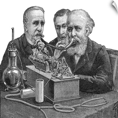 Early telephone, historical artwork