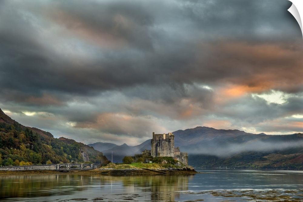 Eilean Donan castle at dusk. This castle was built in the early thirteenth century. Photographed in Scotland, UK.