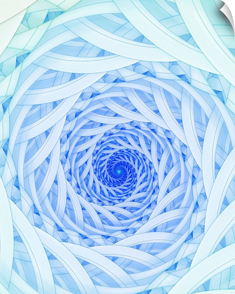 Illustration of 3 dimensional geometric spirals created by a fractal computer program. This spiral can be described as a c...