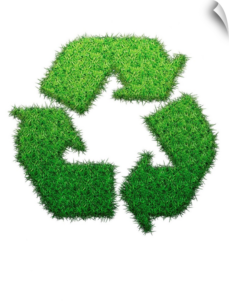 Recycling logo made from grass, computer illustration.