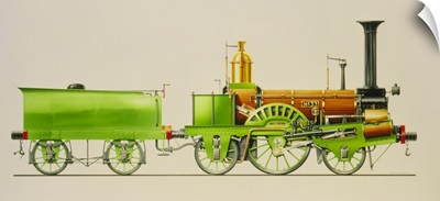 Illustration of a 19th century steam locomotive
